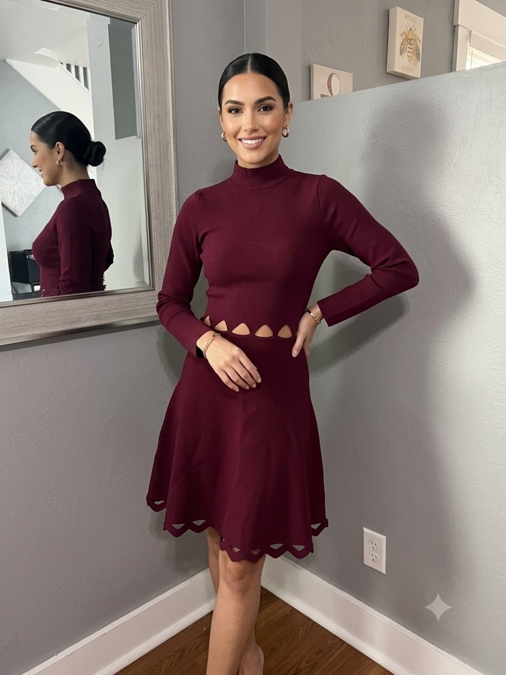 John + Jenn x Anthropologie fit & flare bold statement cutout dress red size XS